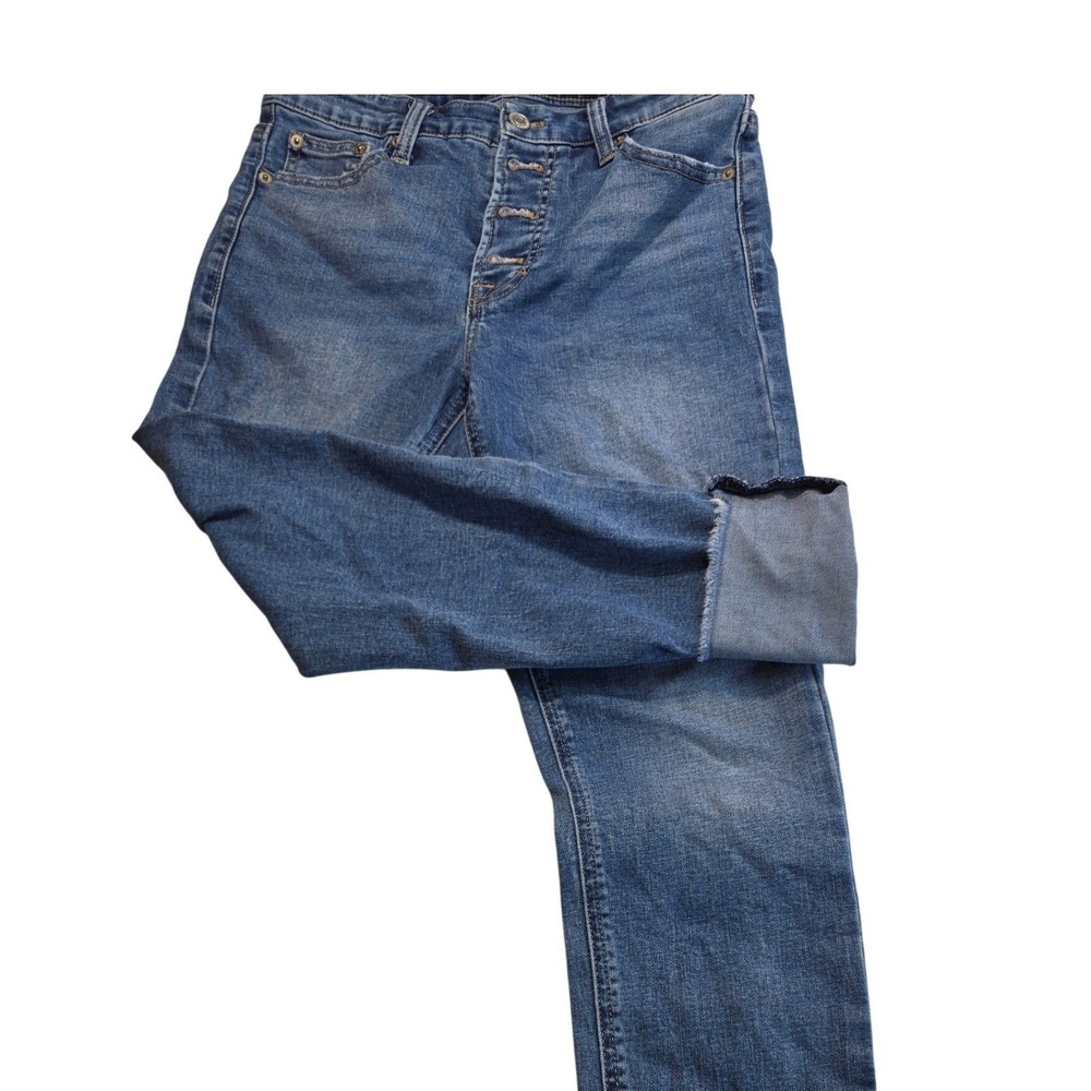 Lucky Brand Bridgette Skinny Jeans Womens 4/27 Blue High Rise Ankle Raw Hem
